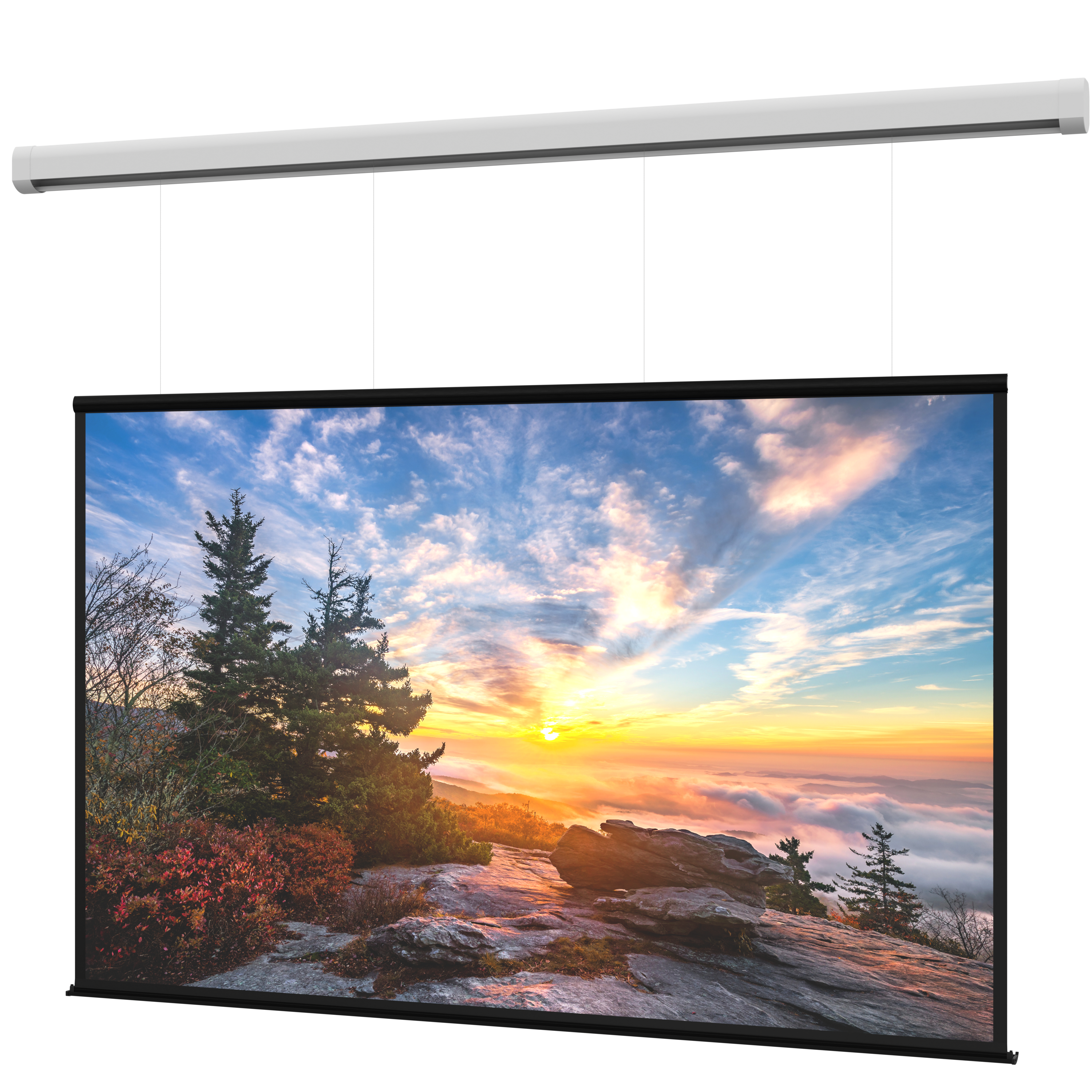 Da-Lite Myriad Tensioned Reveal SightLine Cable Drop 193" Diag. 16:9 Parallax Stratos 1.0 Electric Projector Screen